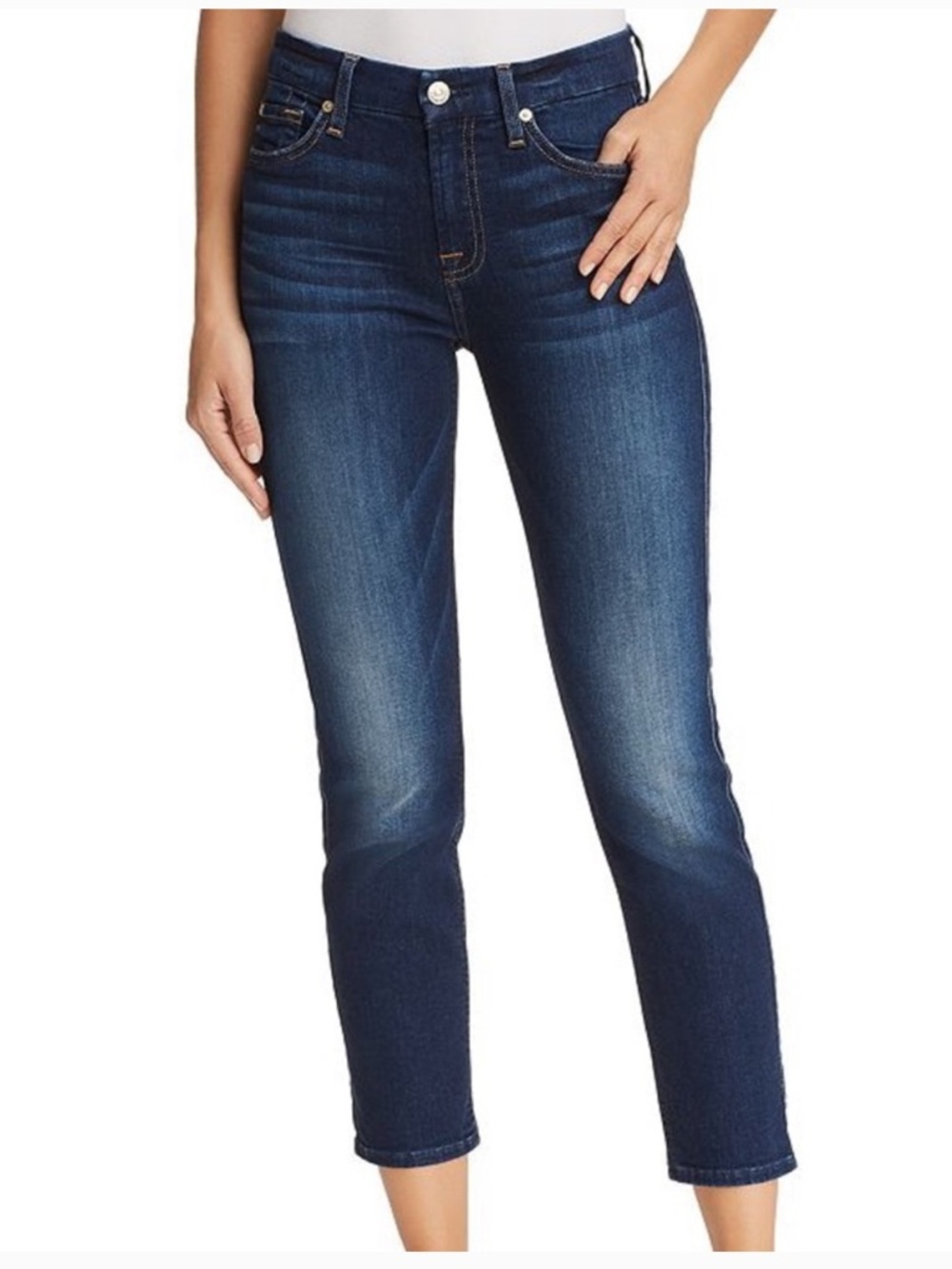 7 For All Mankind “Kimmie Crop” Straight-Leg Jeans — Size 30 — Dark Wash — Mint!